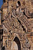 Elaborate figures carved in stucco decorate the ancient stupas, Kakku Buddhist Ruins. Shan State in Myanmar (Burma).